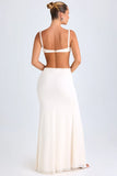 Ruffle Appliqué Cut Out Maxi Dress in White