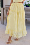 Joelle Yellow Eyelet Hem Maxi Skirt