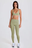 Foldover Mid Rise Stirrup Leggings in Matcha