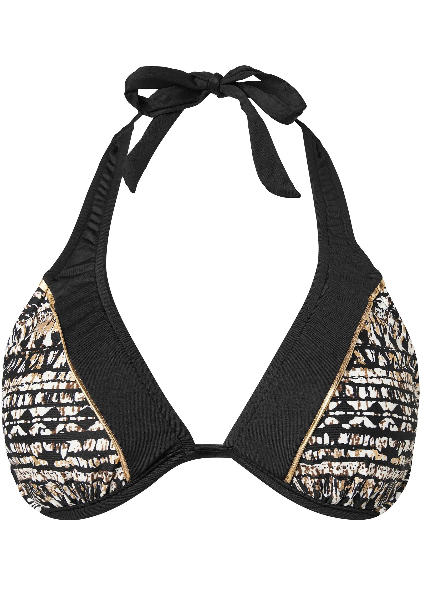 Underwire Halter Bikini Top Golden Stripes