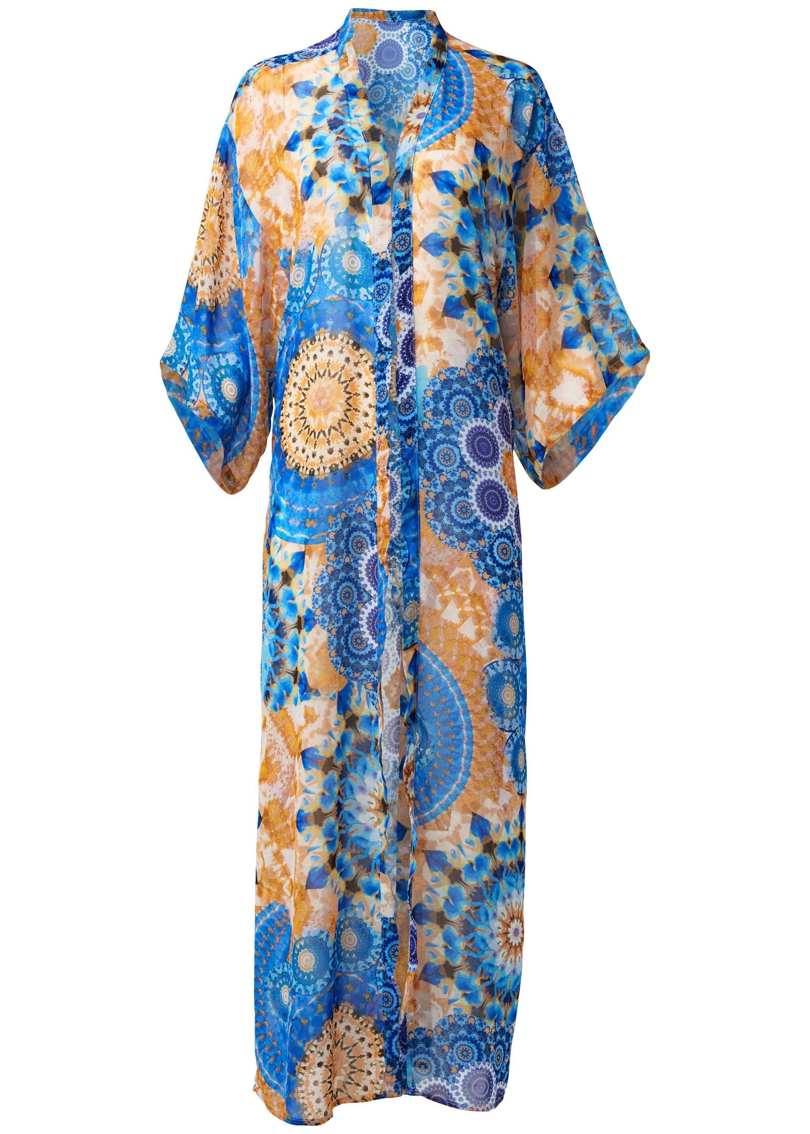Sheer Caftan Cover Up Blue Multi