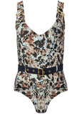 Belted Strap One Piece Tiger Eye