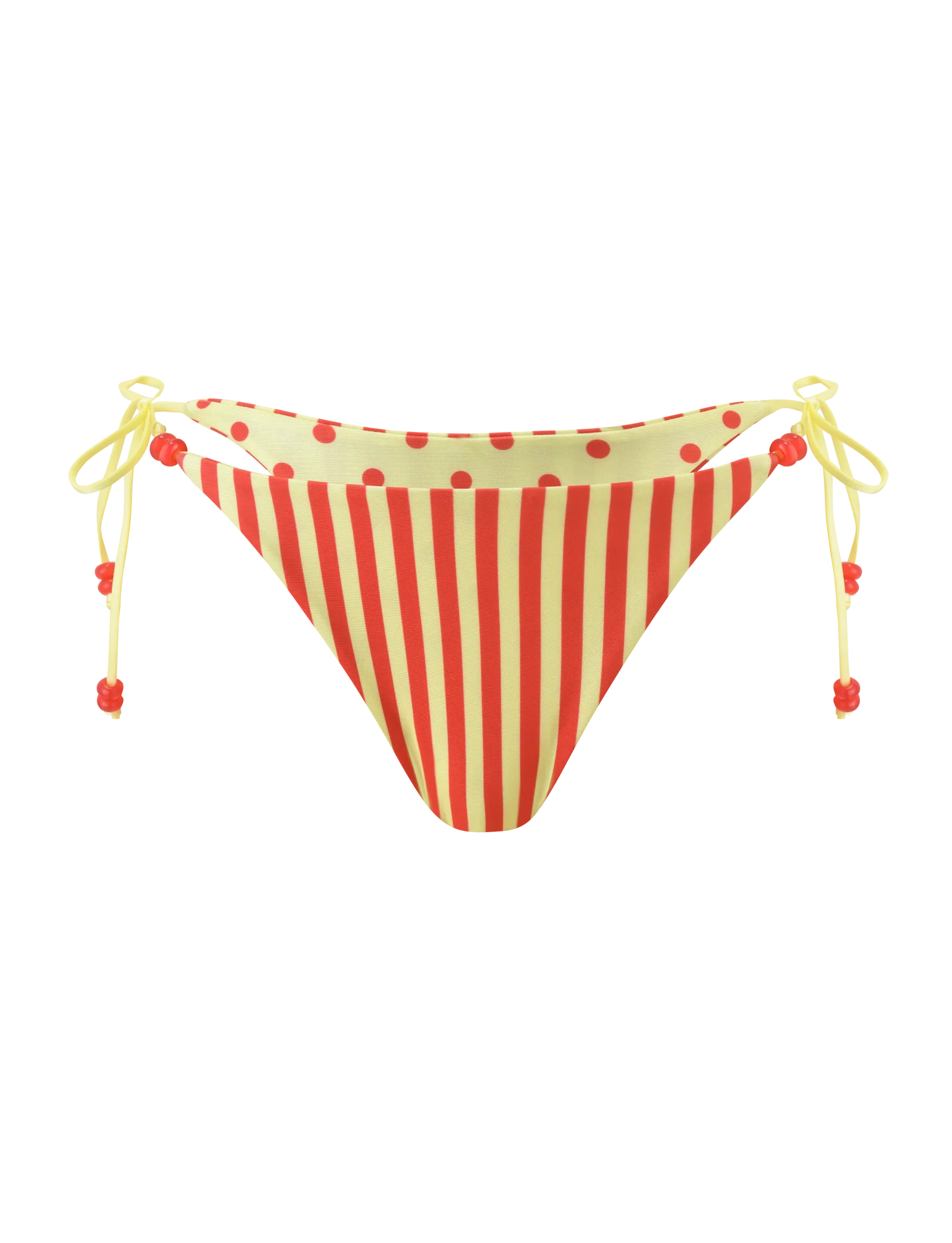 FINLEA REVERSIBLE BIKINI BOTTOM RED YELLOW DOT AND STRIPE