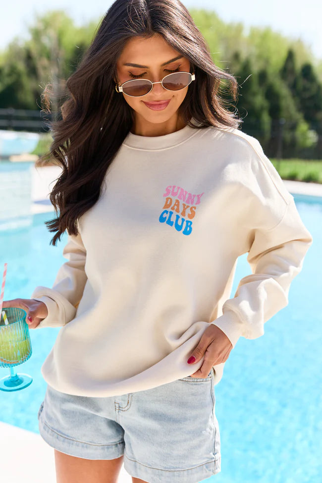 Sunny Days Club Cream Graphic Sweatshirt
