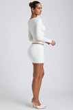 Modal Ruched Mid Rise Mini Skirt in White