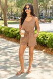 Casual Charm Brown Button Front Romper