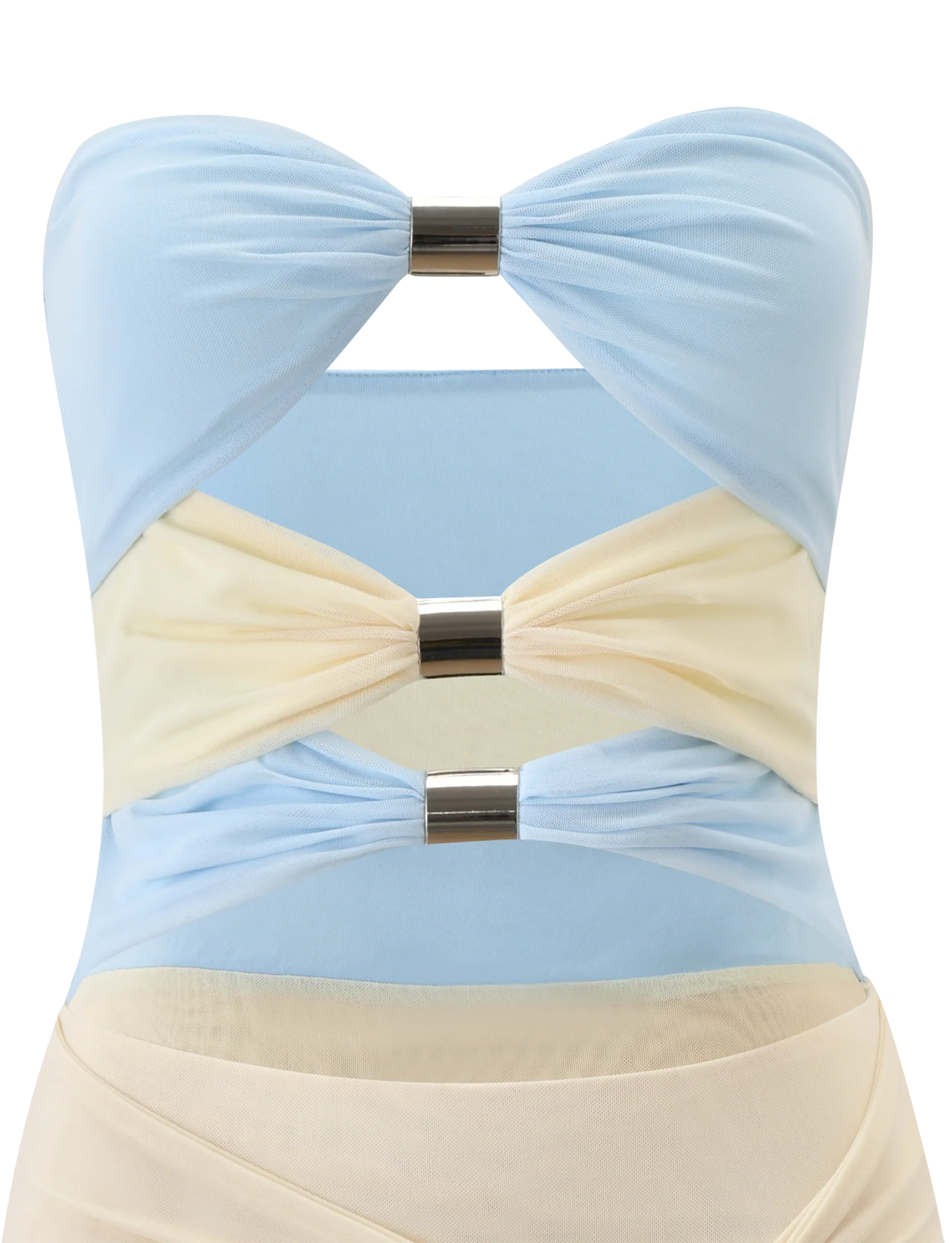 TWYLA MIDI DRESS CREAM AND BLUE