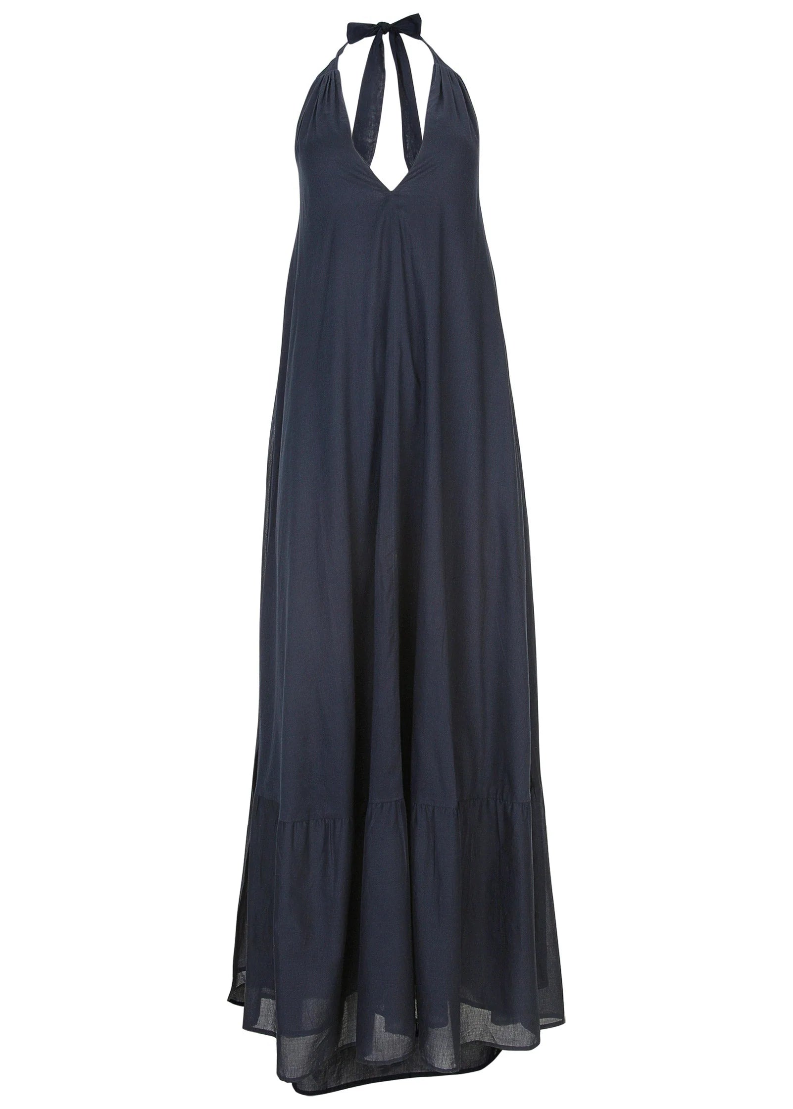 Deep V Halter Maxi Dress Navy