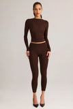 Modal Mid Rise Cropped Leggings in Chocolate Brown