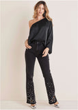 Rhinestone Embellished Jeans Black Wash