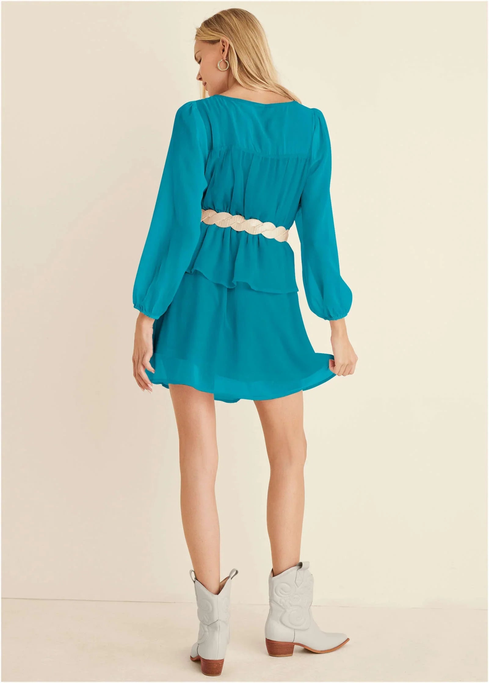 Sheer Beauty Mini Dress Teal