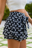 Garden Gathering Black Belted Floral Skort