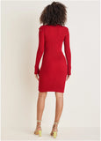 Button Detail Sweater Dress Equestrian Red