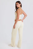 Ribbed Knit Wide Leg Joggers in Cream