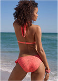 Lace Goddess Push Up Halter Top Coral