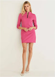 Ponte Zip Front Mini Dress Hot Pink
