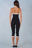 Modal Lace Trim Capri Jumpsuit in Black
