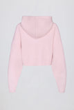 Soft Knit Zip Up Cropped Hoodie in Soft Pink
