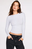 Ribbed Modal Ruched Long Sleeve Top in Grey