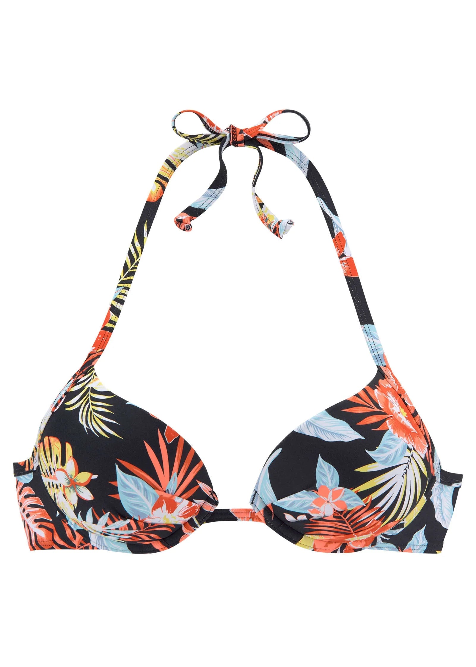 Push Up Halter Top Red Yellow Tropic