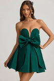 Bow Detail Corset Mini Dress in Emerald Green