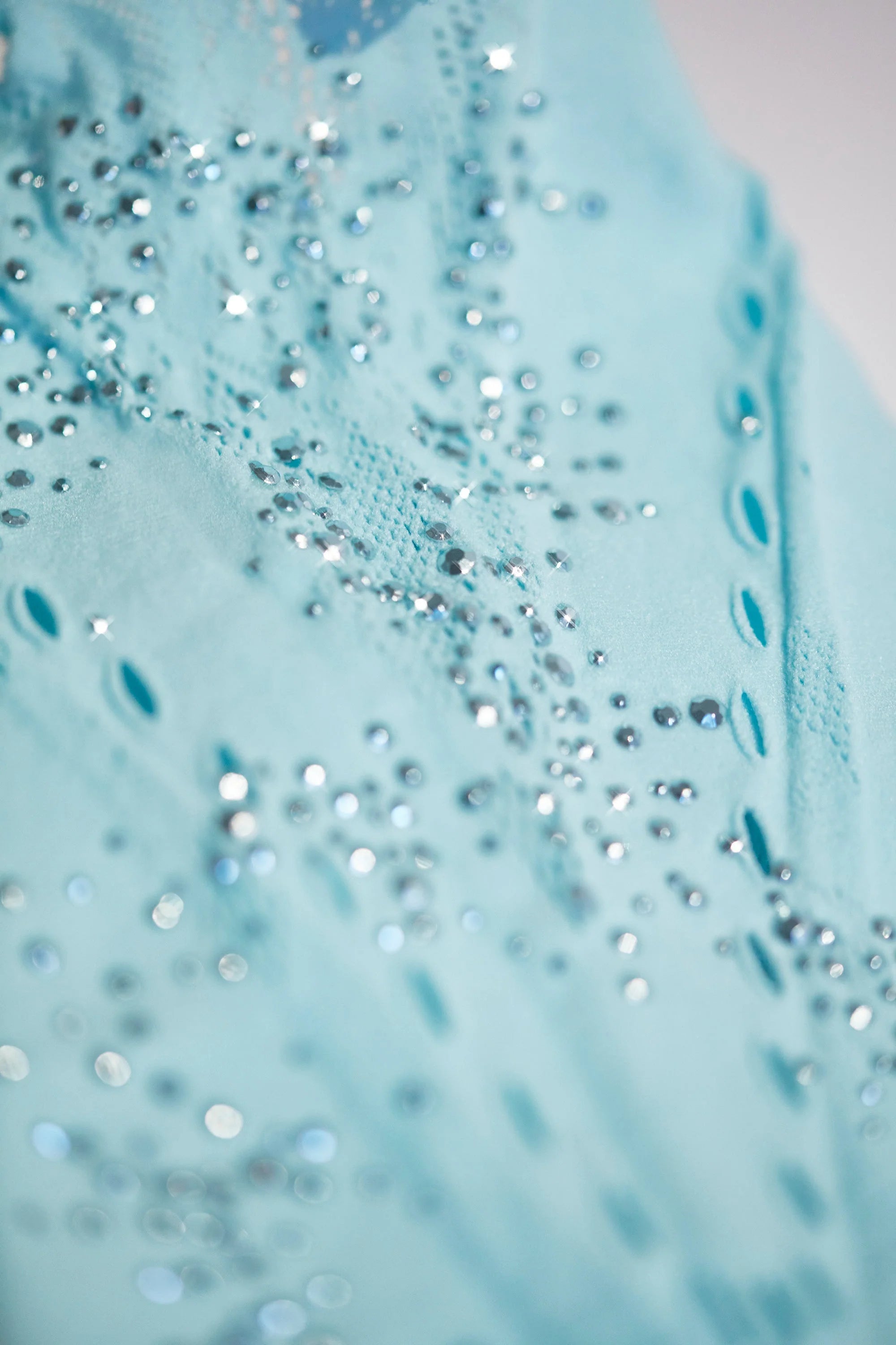 Petite Embellished Mid Rise Flared Trousers in Ice Blue