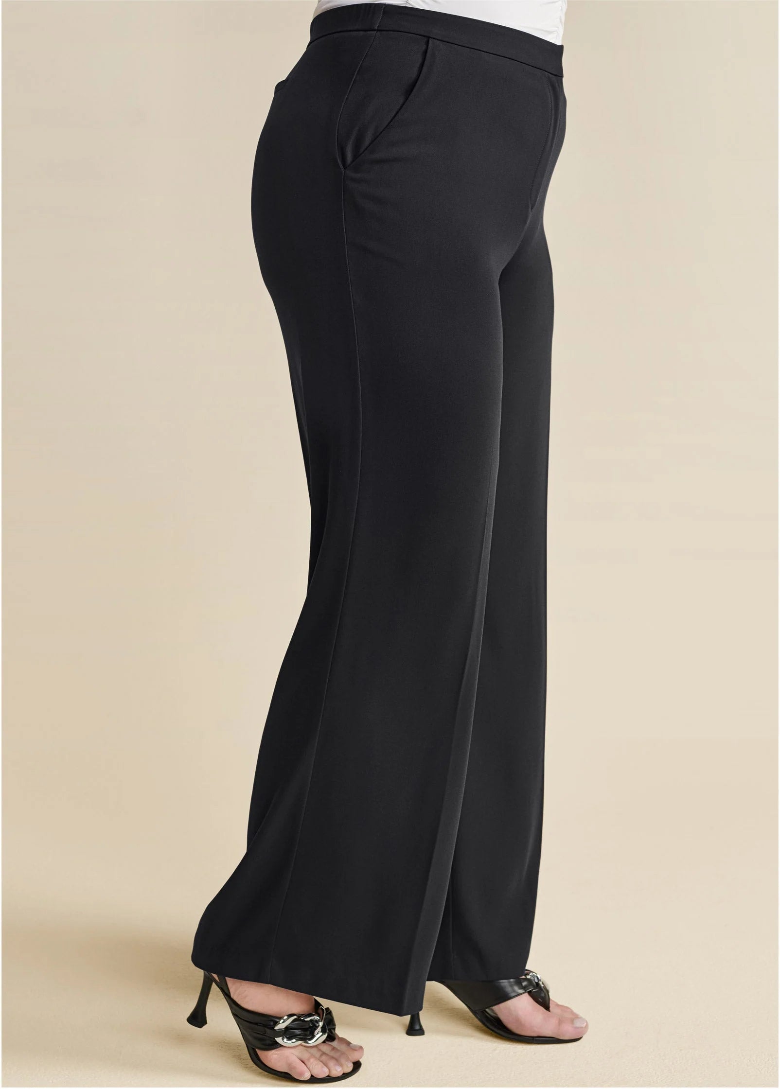 High Rise Wide Leg Trousers Jet Black