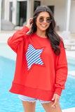 Solstice Red And Blue Striped Star Pullover