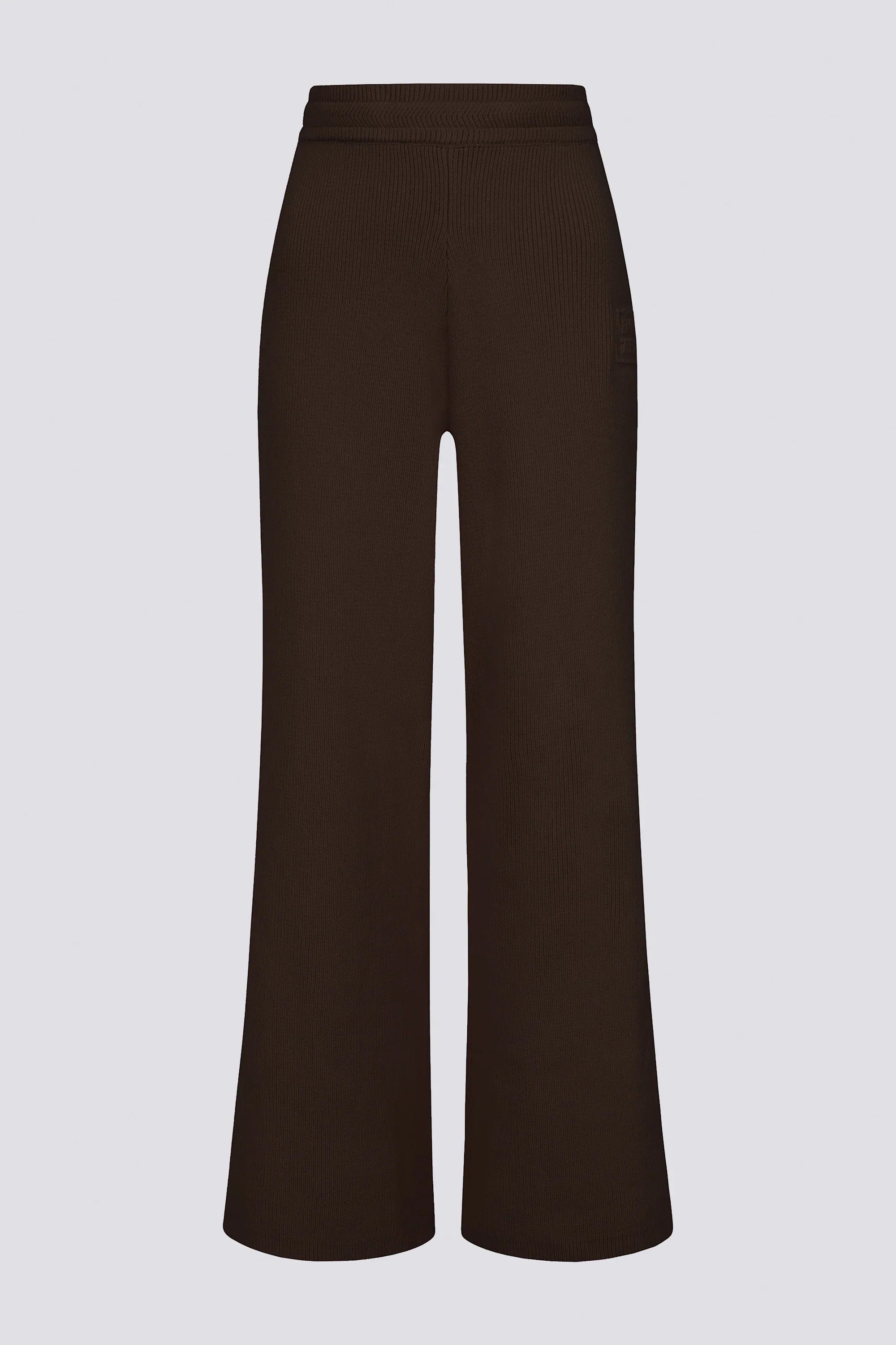 Ribbed Knit Wide Leg Joggers in Pecan