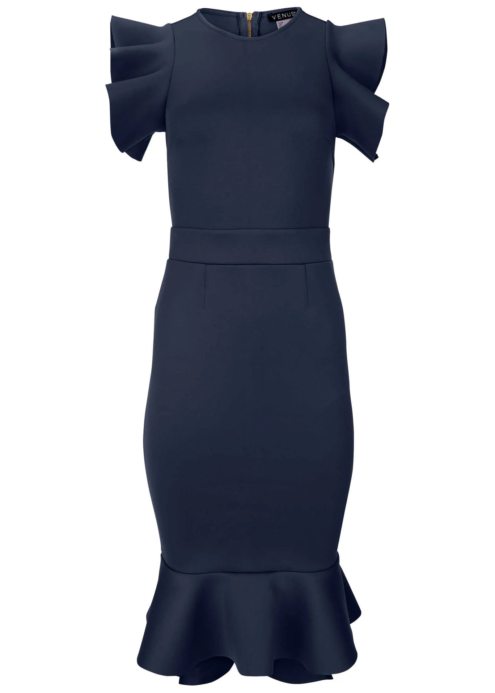 Ruffle Detail Dress Navy