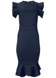 Ruffle Detail Dress Navy
