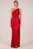 Asymmetric Tie Back Gown in Cherry