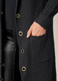 Grommet Detail Duster Black