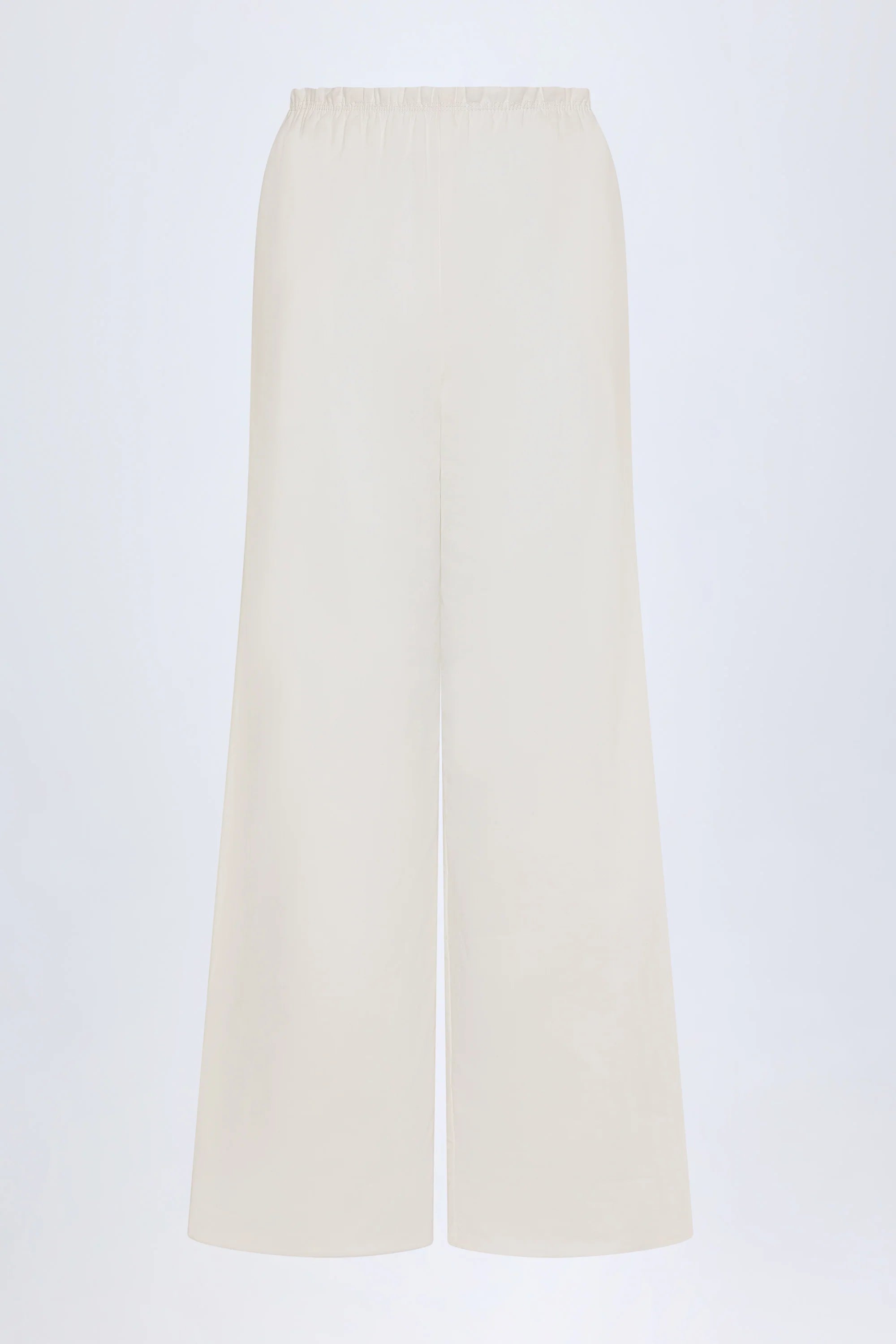 Wide Leg Cotton Poplin Trousers in White