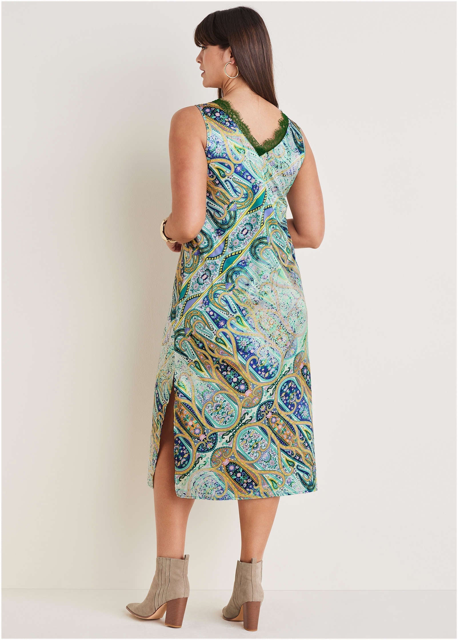 Lace Trim Midi Dress Ethereal Paisley