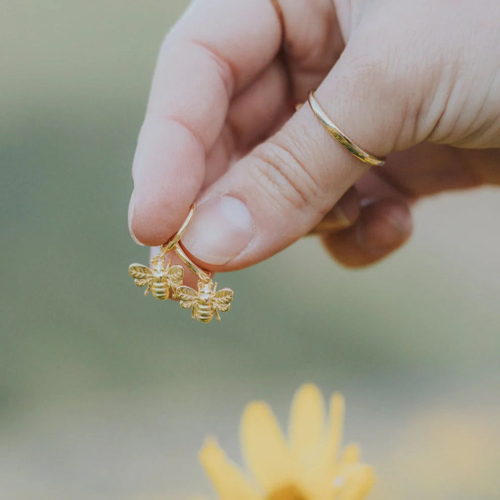 Honey Bee Hoop Earrings