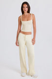 Ribbed Knit Wide Leg Joggers in Cream