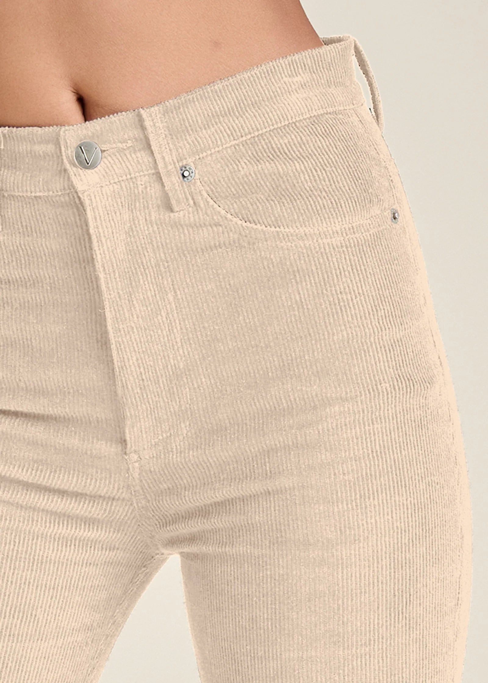 Corduroy Flared Pants Cream