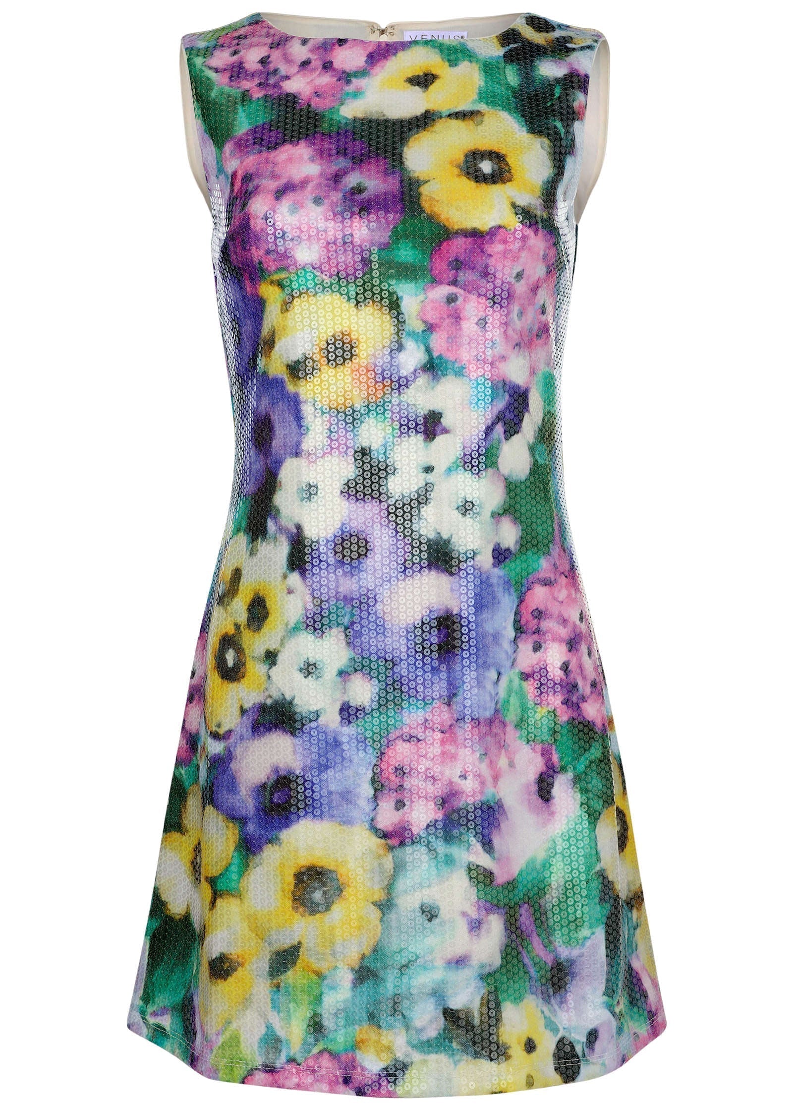 Floral Sequin Mini Dress Monets Garden