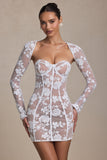 Lace Detail Corset Mini Dress in White