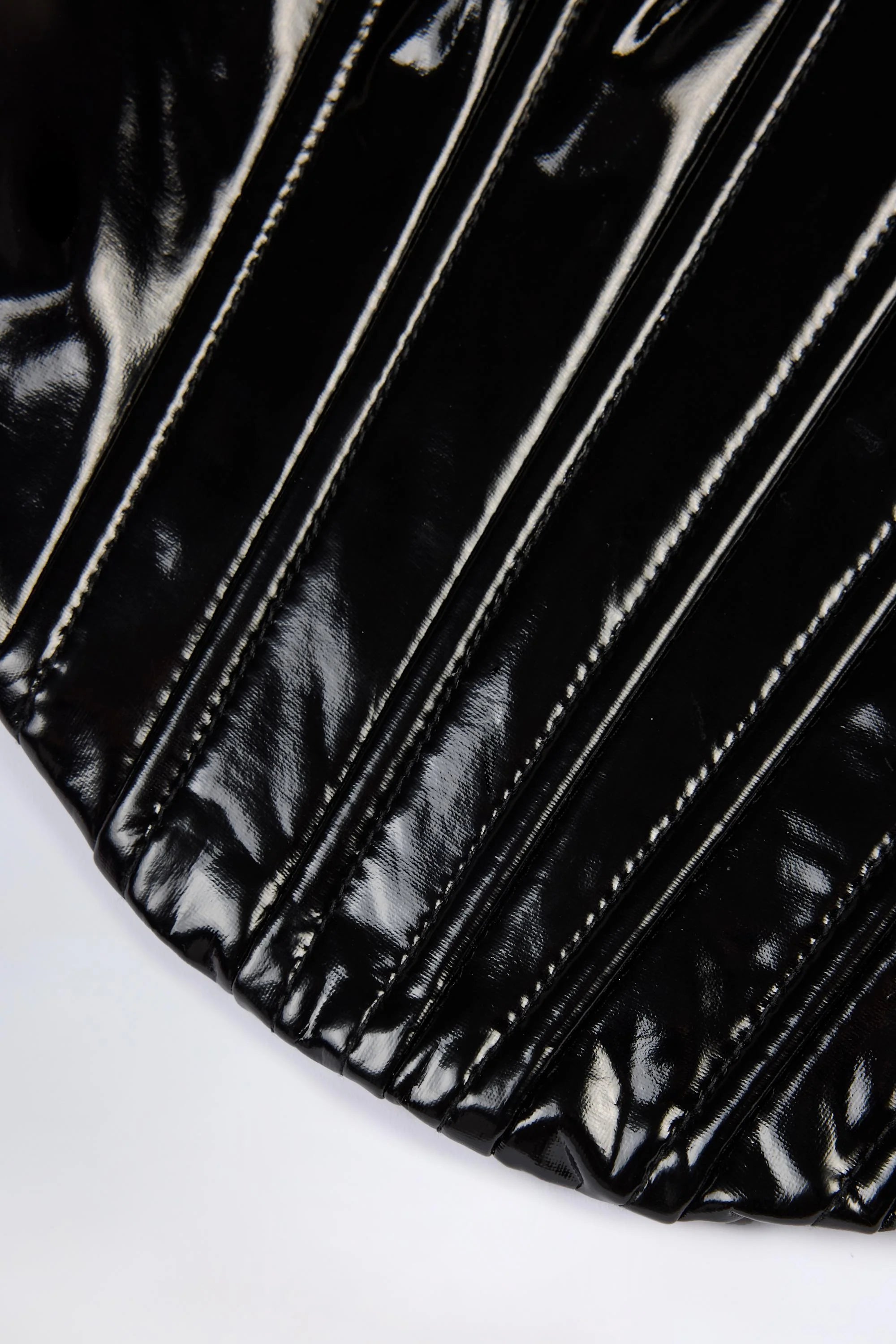 Vinyl Lace Up Corset Top in Black
