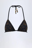 Charm Detail Triangle Bikini Top in Black