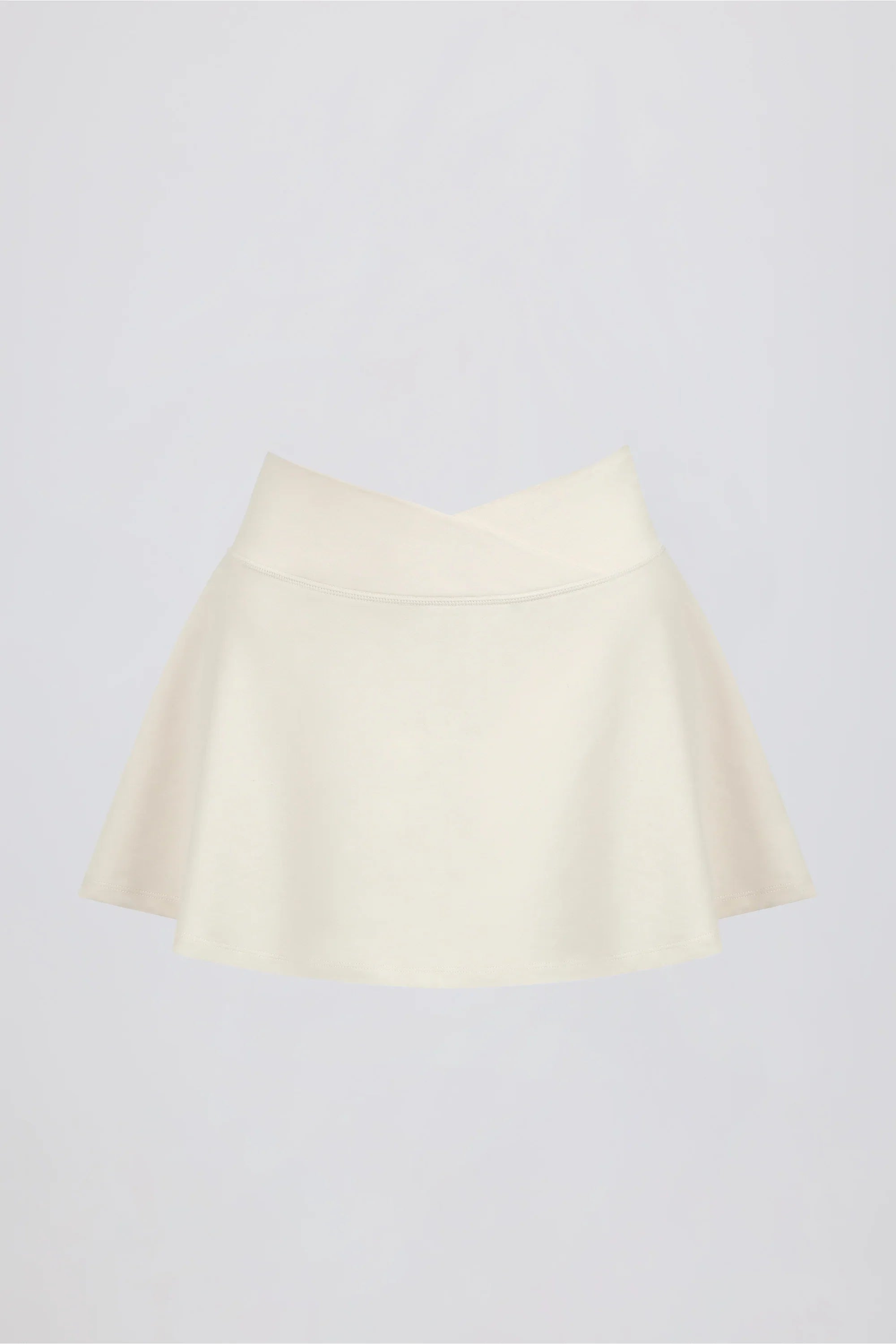 Brushed Jersey Crossover Mini Skort in Vanilla