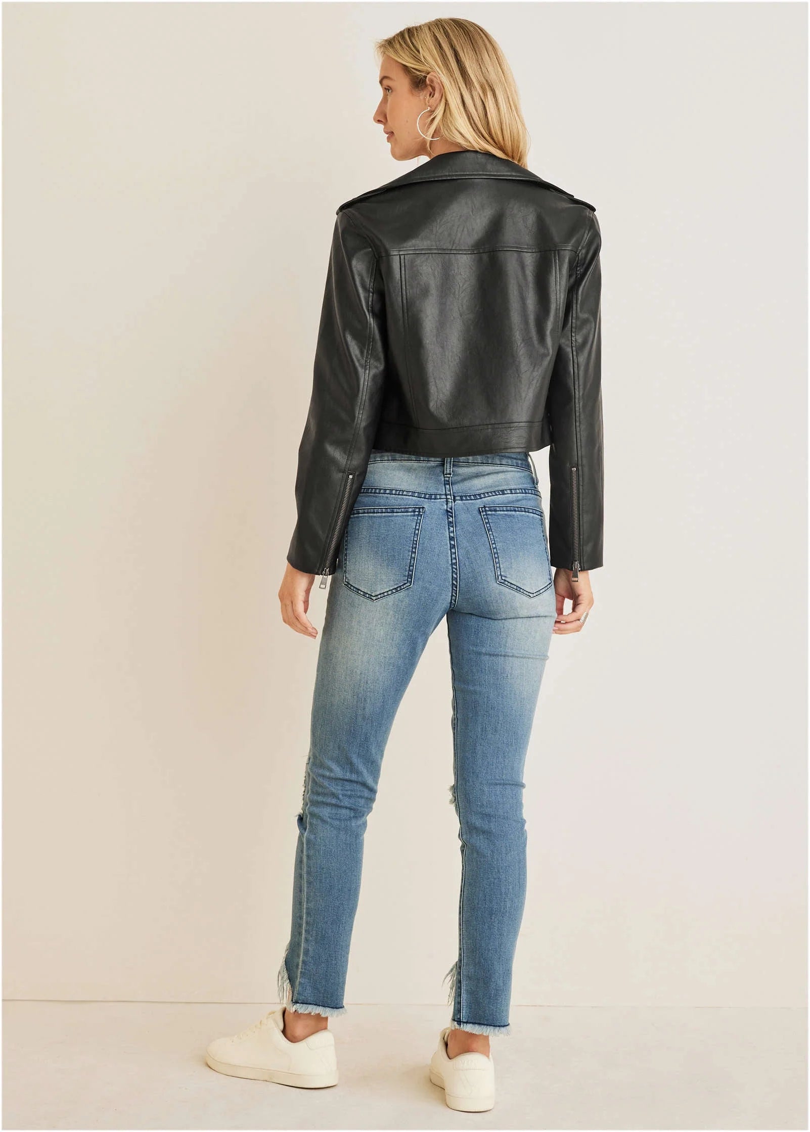Faux Leather Moto Jacket Jet Black
