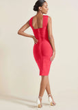 Cross Neck Bandage Dress Red