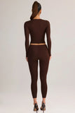Modal Mid Rise Cropped Leggings in Chocolate Brown