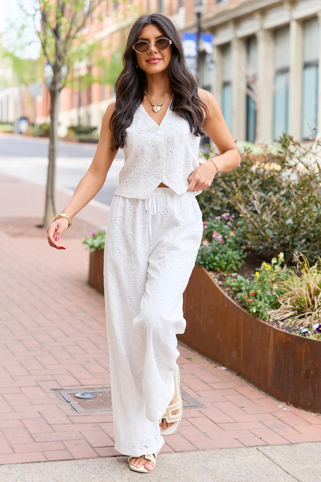 Haven White Eyelet Lace Vest
