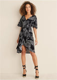 Print Midi Dress Black White