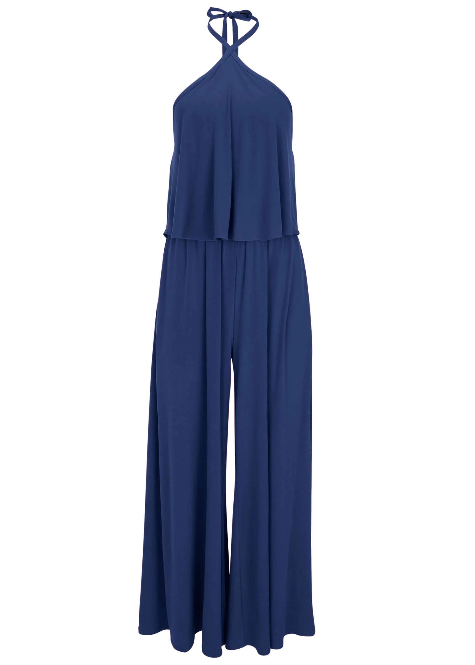 Cross Neck Jumpsuit Dark Blue