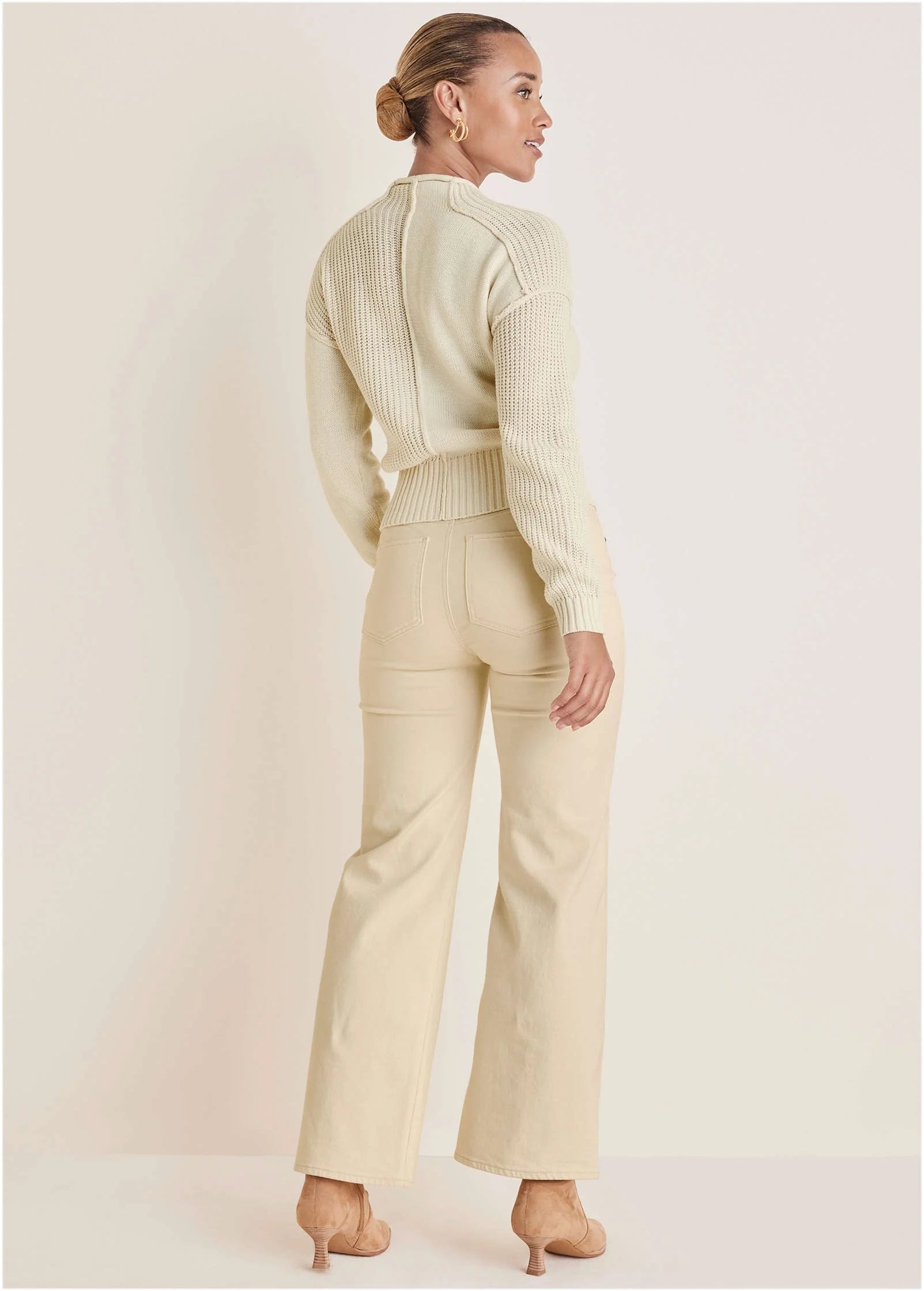 Mock Neck Knit Sweater Off White